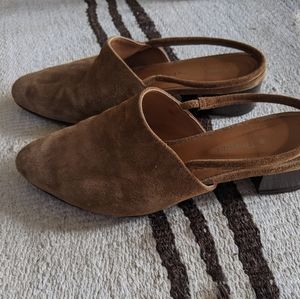 Brown suede slingbacks